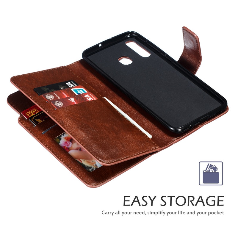 Case Samsung Galaxy A20s #เคสฝาพับหนัง PU แบบกระเป๋าสตางค์มีที่เก็บบัตรหลายช่อง Retro Wallet Leather Cover Multi Cards Stand