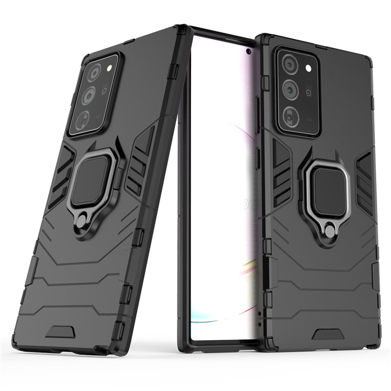 Case Samsung Galaxy Note 20 #เคสฝาหลังพลาสติกแข็ง +TPU Hybrid Case มีแหวนสวมนิ้วโลหะ