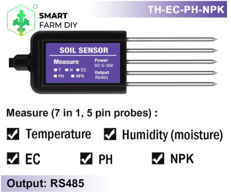 เซนเซอร์วัดความชื้นในดิน แบบ Soil Sensor 7 in 1