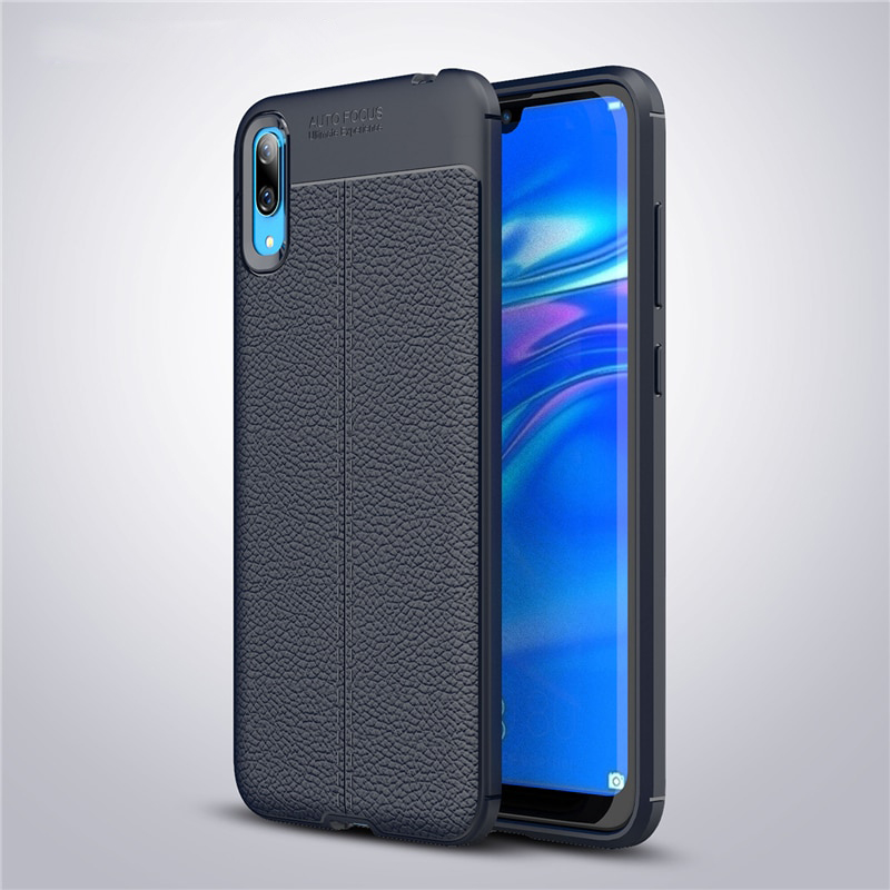 Case Huawei Y7 Pro (2019) TPU #เคสฝาหลังผิวลิ้นจี่ช่วยป้องกันลายนิ้วมือและกันลื่นได้ดี