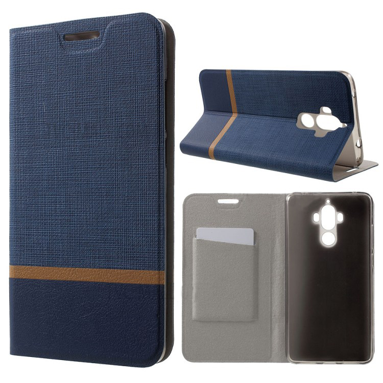 Case Huawei Mate 9 เคสหนังฝาพับเนื้อครอส Cross Texture Leather Stand Case