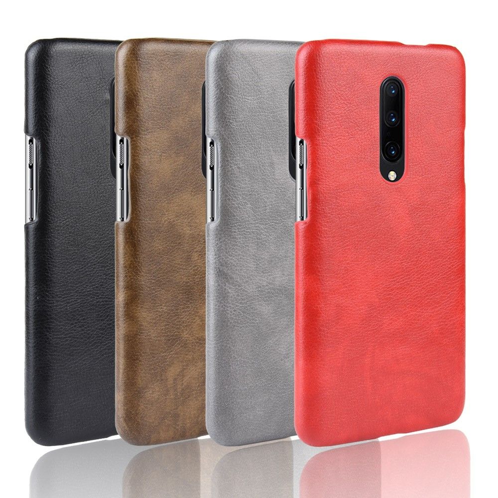 เคส OnePlus 7 Pro #เคสฝาหลังพลาสติกแข็งเคลือบหนัง PU ลายผิวลิ้นจี่ Litchi Skin Leather Coated
