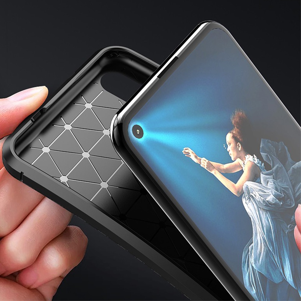 เคส Samsung Galaxy A20s #เคสฝาหลังนิ่ม Carbon Fiber Anti-drop TPU Protection