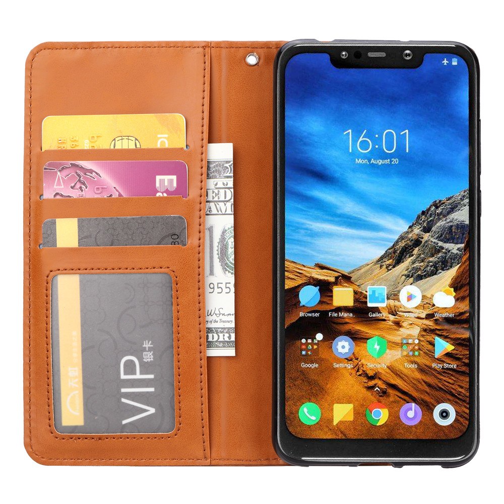 Case Xiaomi Pocophone F1 #เคสฝาพับแบบกระเป๋าสตางค์หนัง PU มีช่องเสียบบัตรคุณภาพดี