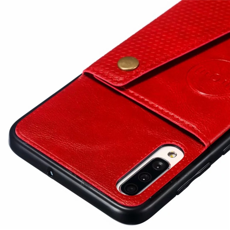 Case Samsung Galaxy A70 #เคสฝาหลัง TPU เคลือบหนัง PU มีที่เก็บบัตร PU Leather Coated TPU Card Holder Magnetic Kickstand