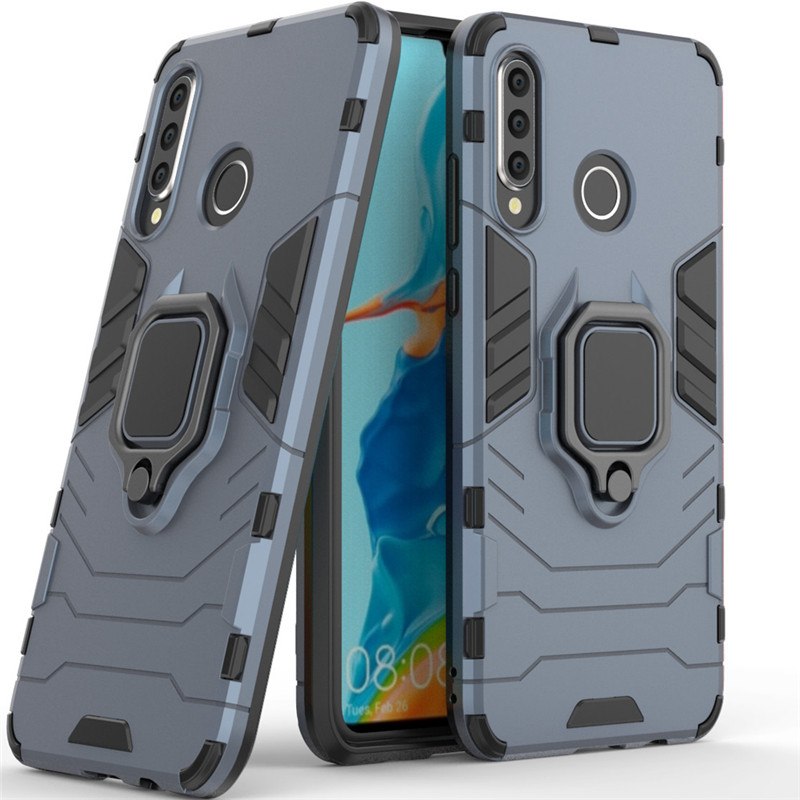 Case Huawei Y7p#เคสฝาหลังพลาสติกแข็ง +TPU Hybrid Case มีแหวนสวมนิ้วโลหะ