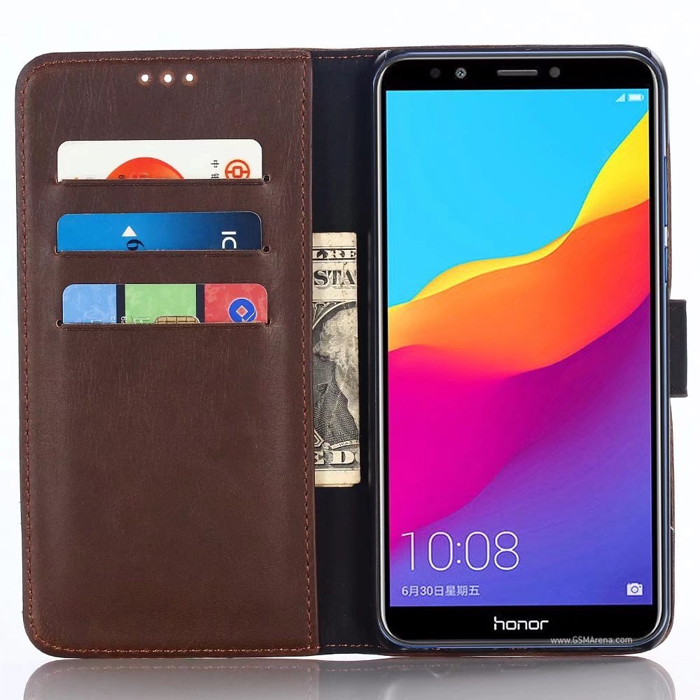 Case Huawei Honor 7C/Enjoy 8/Y7 Prime (2018) #เคสฝาพับ Crazy Horse Texture Retro Style
