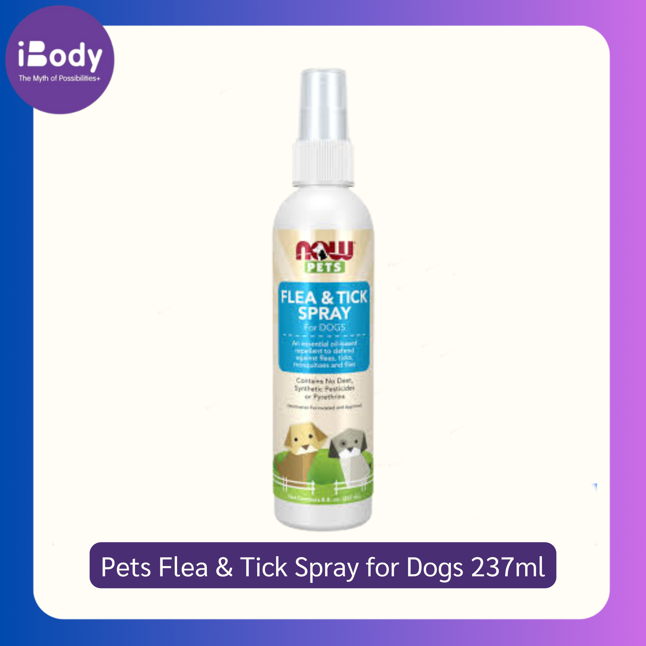 NOW Foods® Pets Flea & Tick Spray for Dogs 237ml สำหรับสุนัข สเปรย์การป้องกันเห็บหมัด