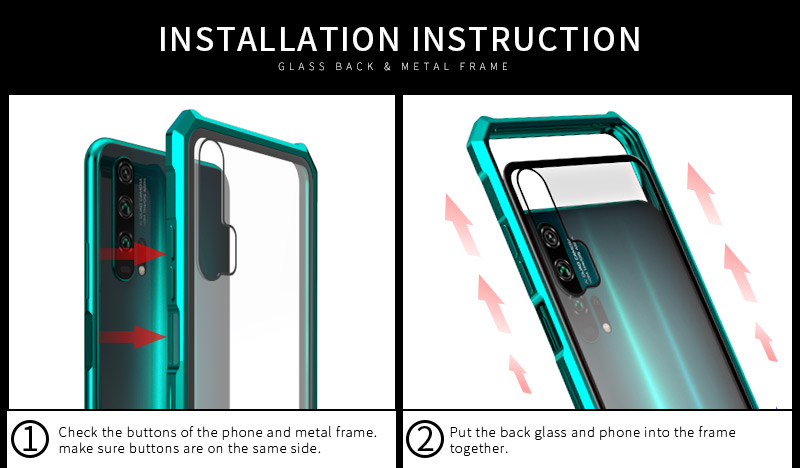 Case Huawei Nova 5T #(พร้อมส่ง)เคสกรอบโลหะแผ่นหลังกระจกนิรภัยแข็ง Metal Frame + Glass Back Hard Cover