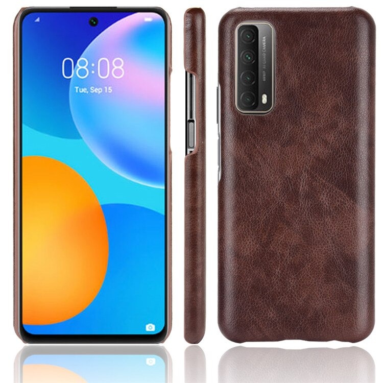 เคส Huawei Y7a #เคสฝาหลังพลาสติกแข็งเคลือบหนัง PU ลายผิวลิ้นจี่ Litchi Skin Leather Coated