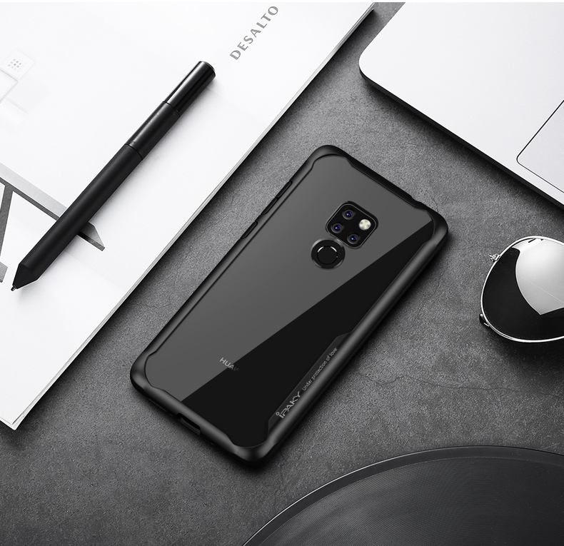 Case Huawei Mate 20 #เคสฝาหลังใสขอบทึบ IPAKY Anti-drop PC + TPU Hybrid