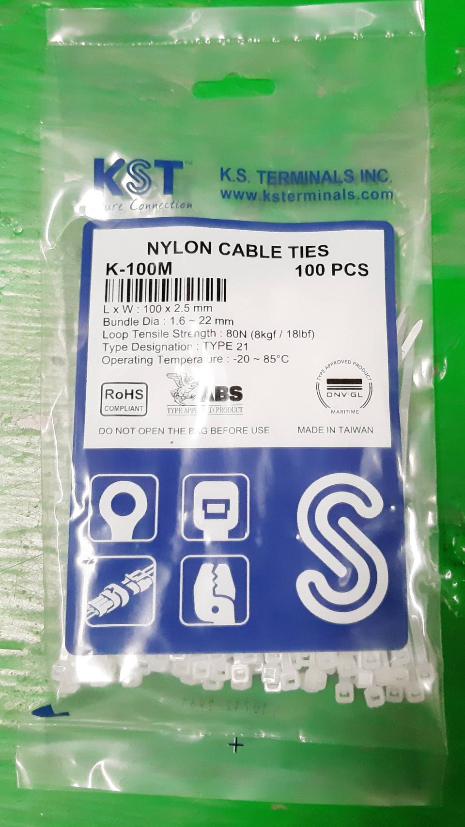 เคเบิ้ลไทร์KST 4 นิ้ว ขาว 100mm x 2.5mm