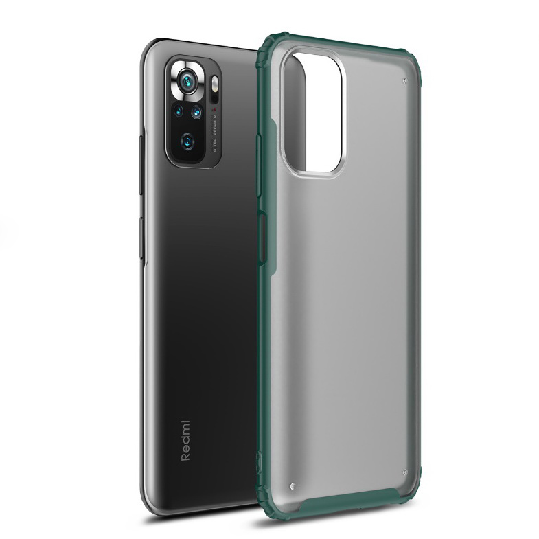 เคส Redmi Note 10S#เคสฝาหลังโปร่งแสงสีขุ่นขอบทึบ +TPU Hybrid Case