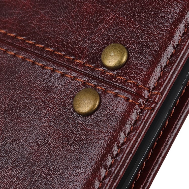 Case Samsung Galaxy Note 10+ #เคสฝาพับหนัง PU ผิวหนังม้า Rivet Decor Crazy Horse Texture