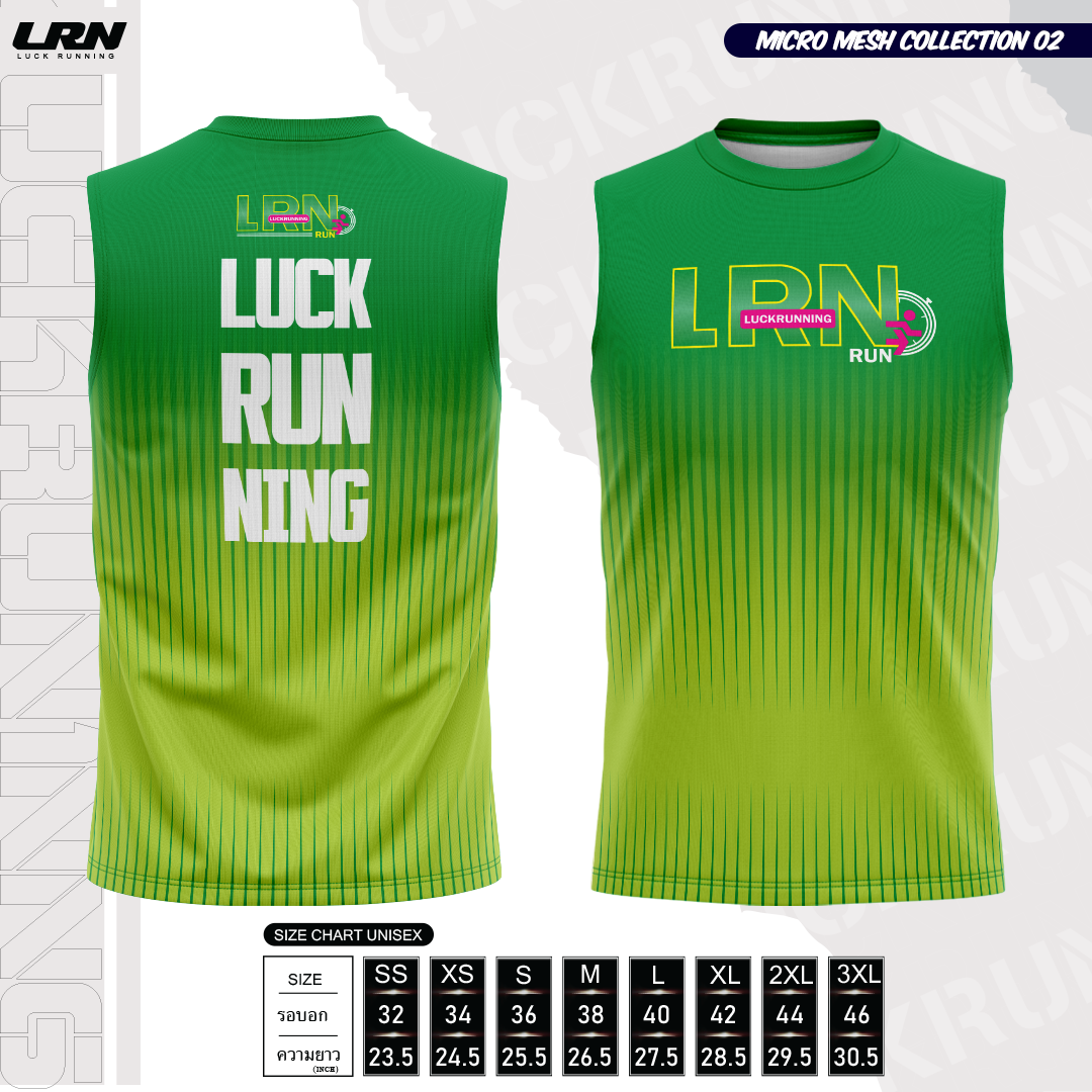 เสื้อวิ่งพิมพ์ลายแขนกุด LRN Collection 02 เนื้อผ้า Micro Mesh สำหรับวิ่งมาราธอน (MM11-02)