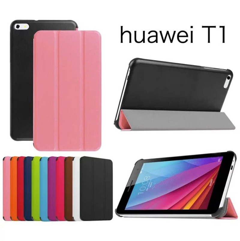 Case Huawei MediaPad T1 7.0 #เคสแท็บเล็ตแบบฝาพับหนัง PU สามพับสีสันสวยงามทันสมัย