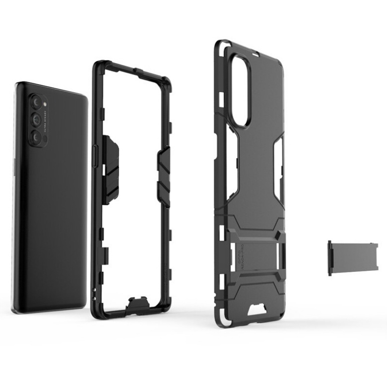 เคส OPPO Reno 5 5G #เคสฝาหลังพลาสติก ไฮบริด TPU + Kickstand