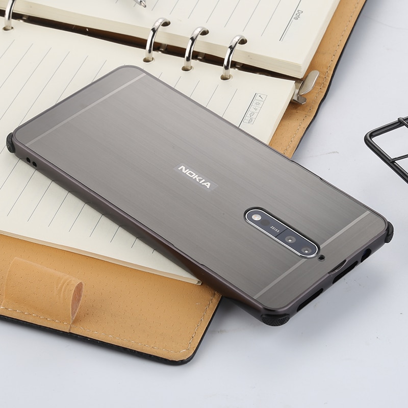 เคส Nokia 8 #เคสฝาหลังกรอบโลหะกันกระแทกฝาหลังพลาสติกเลื่อนสไลด์