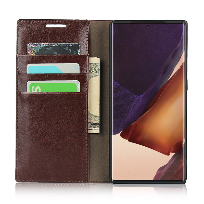 Case Samsung Galaxy Note 20 Ultra / Note 20 Ultra 5G #เคสฝาพับหนังแท้แบบกระเป๋าสตางค์คุณภาพดี Crazy Horse Genuine Leather Cover