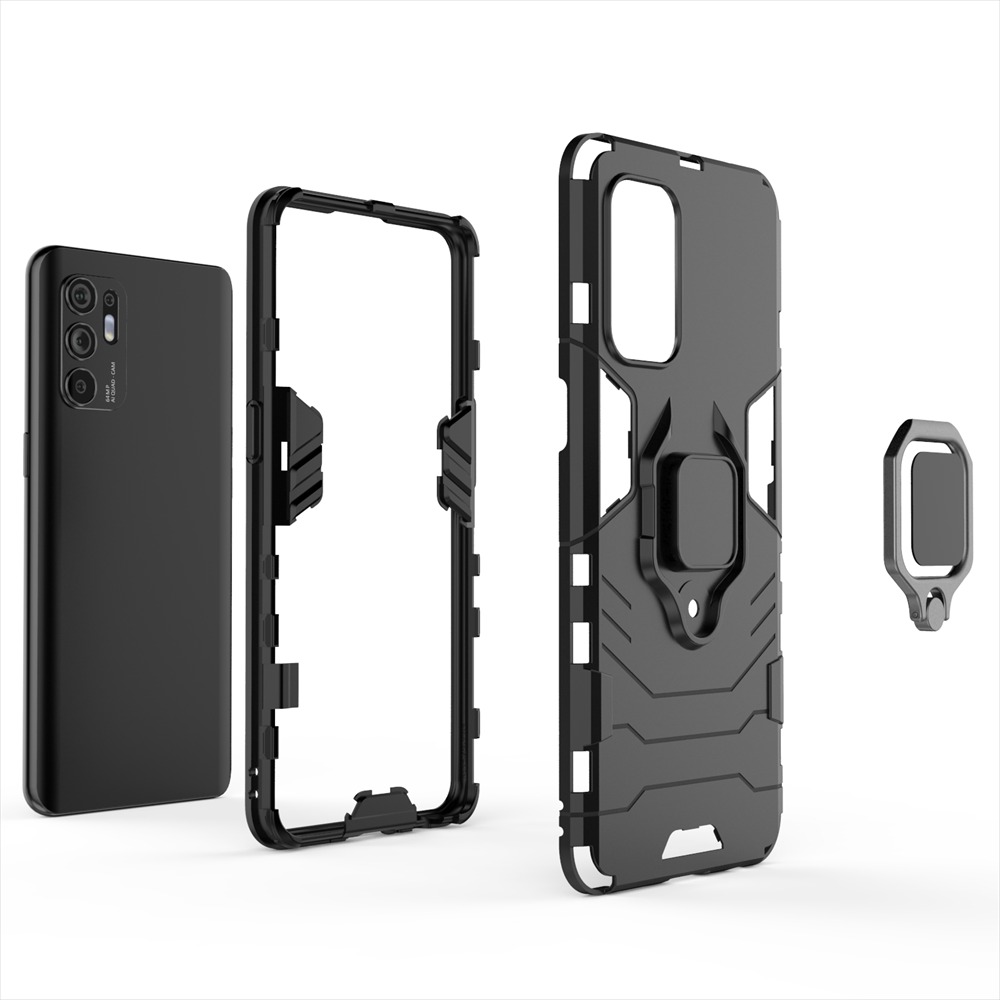 Case OPPO Reno 6Z 5G#เคสฝาหลังพลาสติกแข็ง +TPU Hybrid Case มีแหวนสวมนิ้วโลหะ