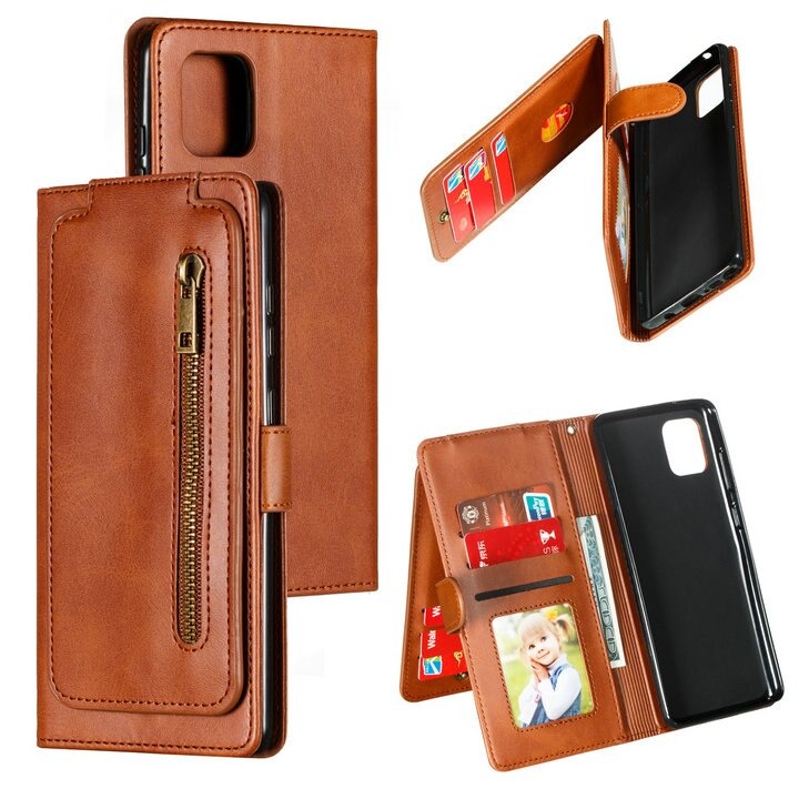 เคส Samsung Galaxy Note 10 Lite #เคสฝาพับแบบกระเป๋าสตางค์ช่องใส่บัตรหลายช่อง Multi-slot Wallet Zippered Leather พร้อมสายคล้อง