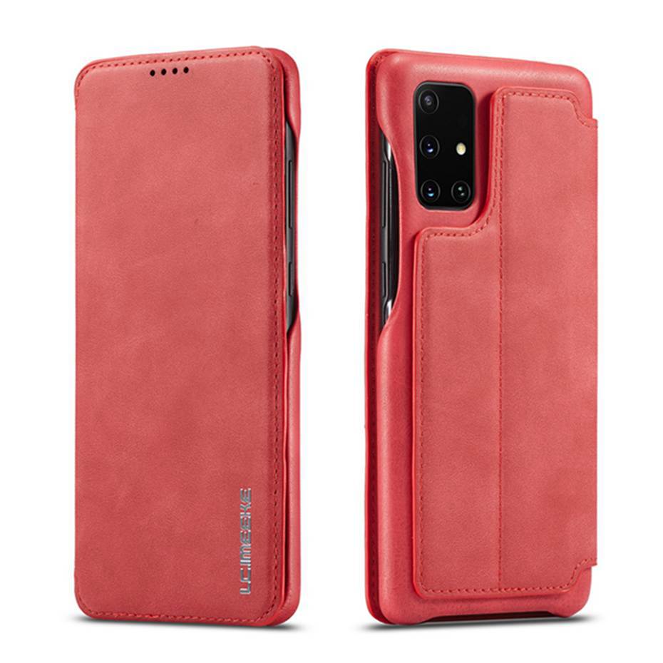 Case Samsung Galaxy A51 #เคสฝาพับหนัง PU มีช่องใส่บัตร LC.IMEEKE Retro Style Leather Card Holder