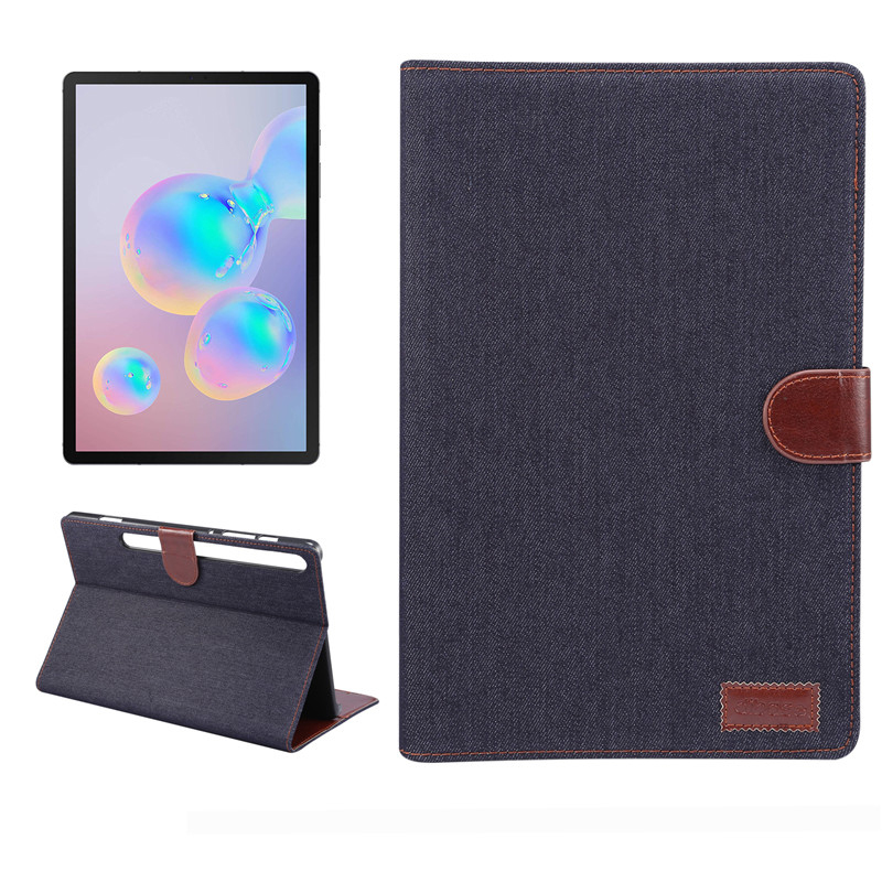 Case Samsung Galaxy Tab S7 11นิ้ว T870 T875 #เคสฝาพับหนัง PU ผิวยีนส์พับตั้งได้ Jeans Cloth Leather Wallet