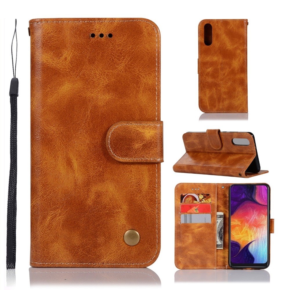 เคส Samsung Galaxy A70 #เคสฝาพับพรีเมี่ยมแบบกระเป๋าสตางค์ หนัง PU Vintage