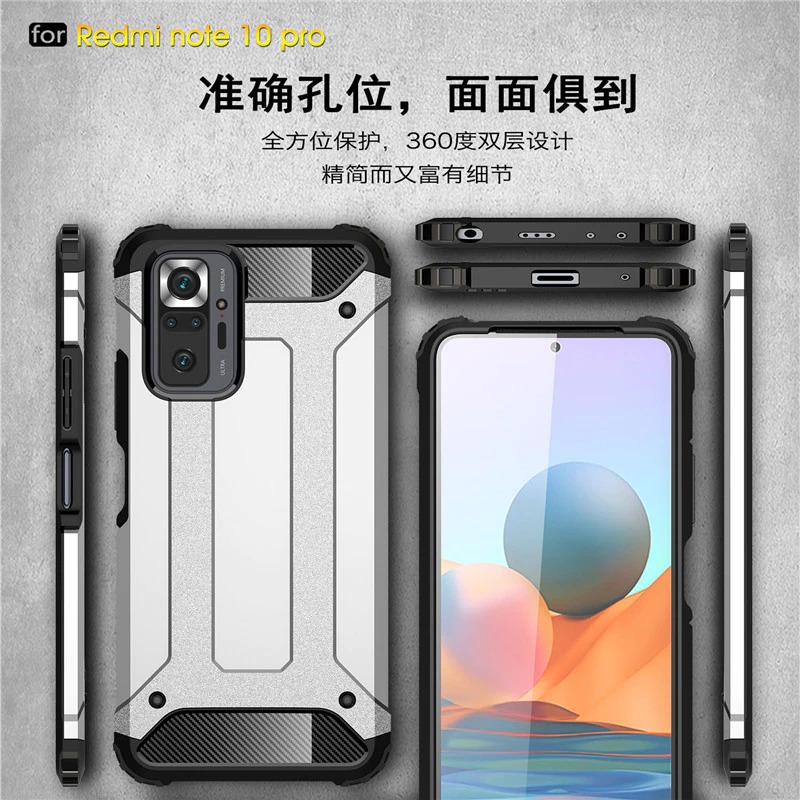Case Redmi Note 10 Pro #เคสฝาหลังเกราะป้องกัน ไฮบริด พลาสติก+TPU Heavy Duty Rugged Hybrid