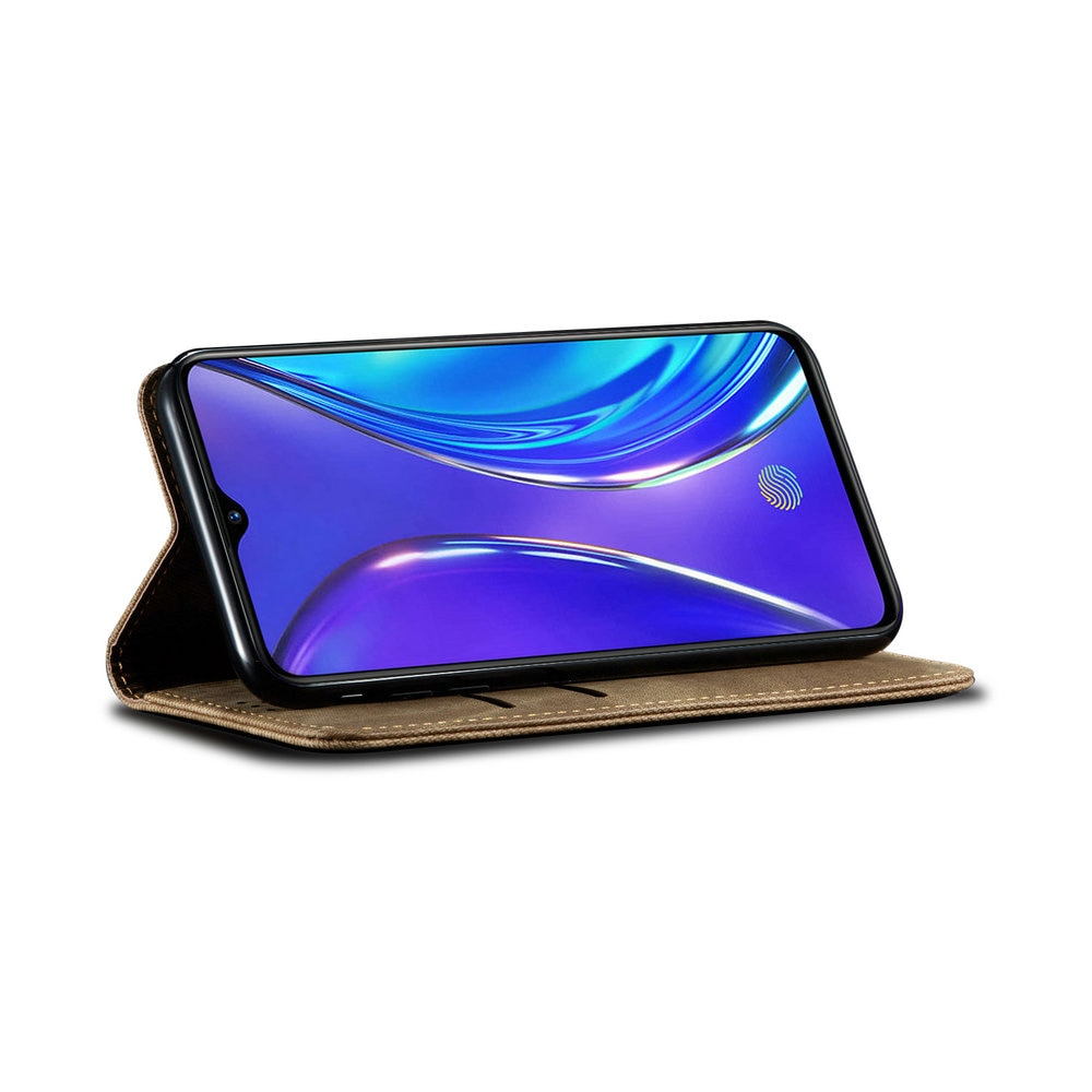 Case Realme 5 Pro #เคสฝาพับสไตล์ย้อนยุคผิวผ้ายีนส์แบบกระเป๋าสตางค์