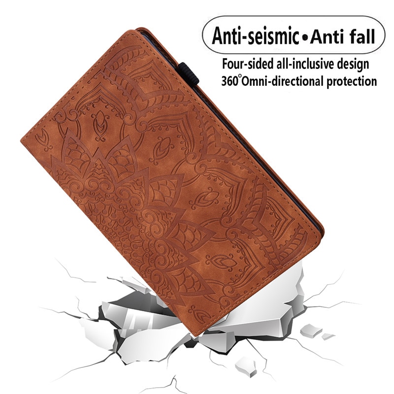 เคส Samsung Galaxy Tab S6 Lite 10.4 SM-P610 P615 P617 #เคสฝาพับหนัง PU พิมพ์ลายนูน Imprinted Pattern Leather Stand Case