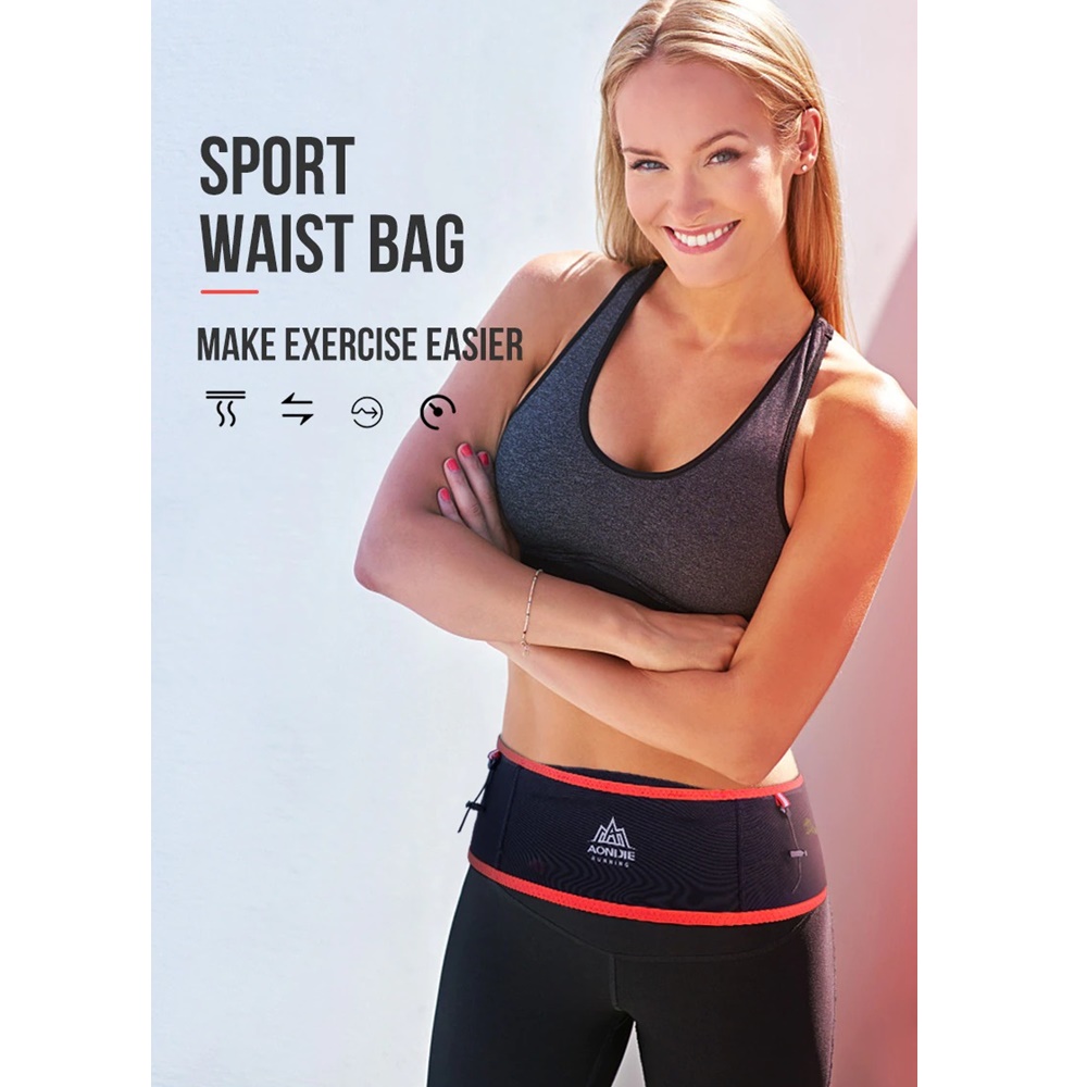 กระเป๋าคาดเอว AONIJIE แบบบาง ใส่ขวดน้ำได้ แถมฟรีขวดน้ำพับได้ 250ml(A17)