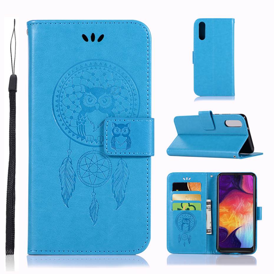 เคส Huawei Y9s #เคสฝาพับแบบกระเป๋าสตางค์ฝาพับหนัง PU ลายนกฮูก Imprint Owl Dream Catcher PU Leather