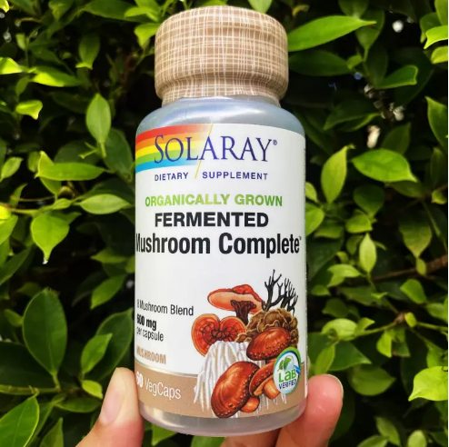 สารสกัดจากเห็ดรวม 8 ชนิด Organically Grown Fermented Mushroom Complete 600 mg 60 VegCaps (Solaray®)