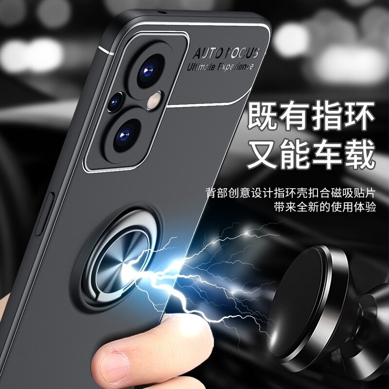 เคส OPPO Reno 7z 5G #เคสฝาหลัง Soft TPU Finger Ring Kickstand (แผ่นโลหะแบบ Built-in) Soft TPU