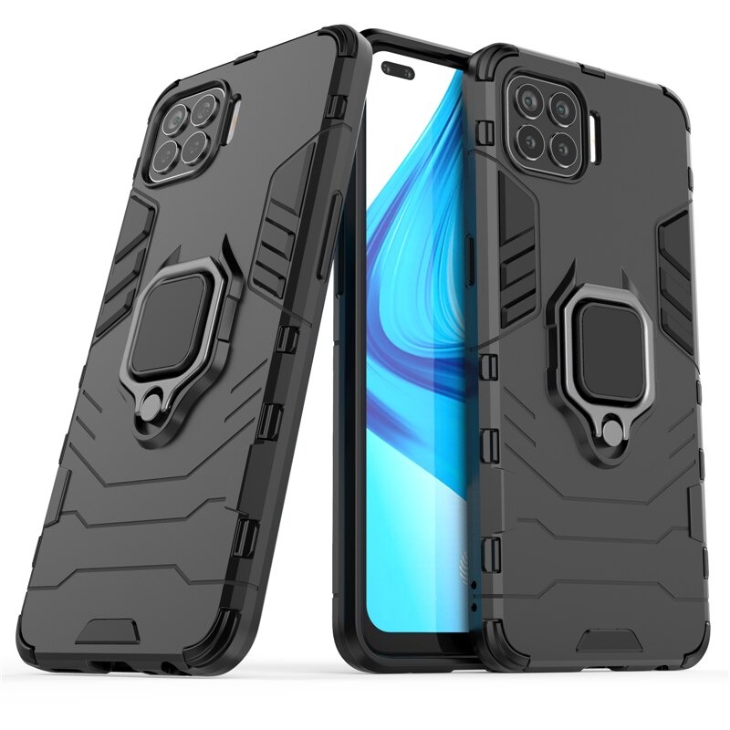เคส OPPO A93 #เคสฝาหลังพลาสติกแข็ง +TPU Hybrid Case มีแหวนสวมนิ้วโลหะ