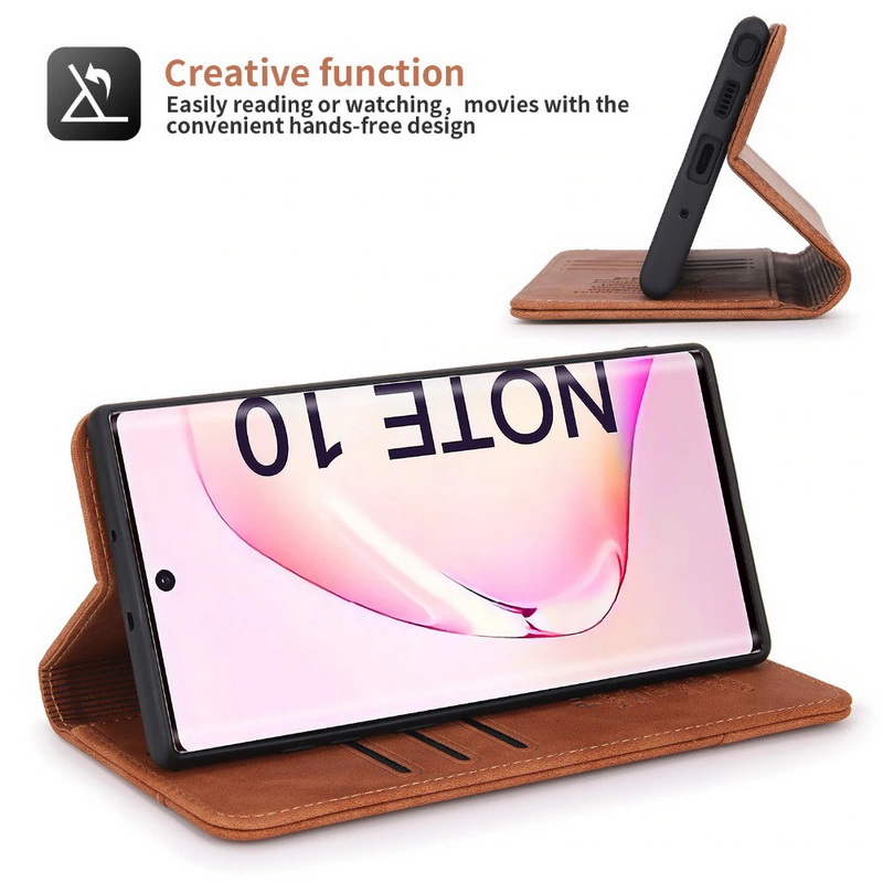 เคส Samsung Galaxy Note 10 #เคสฝาพับหนัง PU สไตล์กระเป๋าสตางค์พร้อมช่องใส่การ์ด Luxury Flip Stand Card Phone Leather Wallet Cover Casing