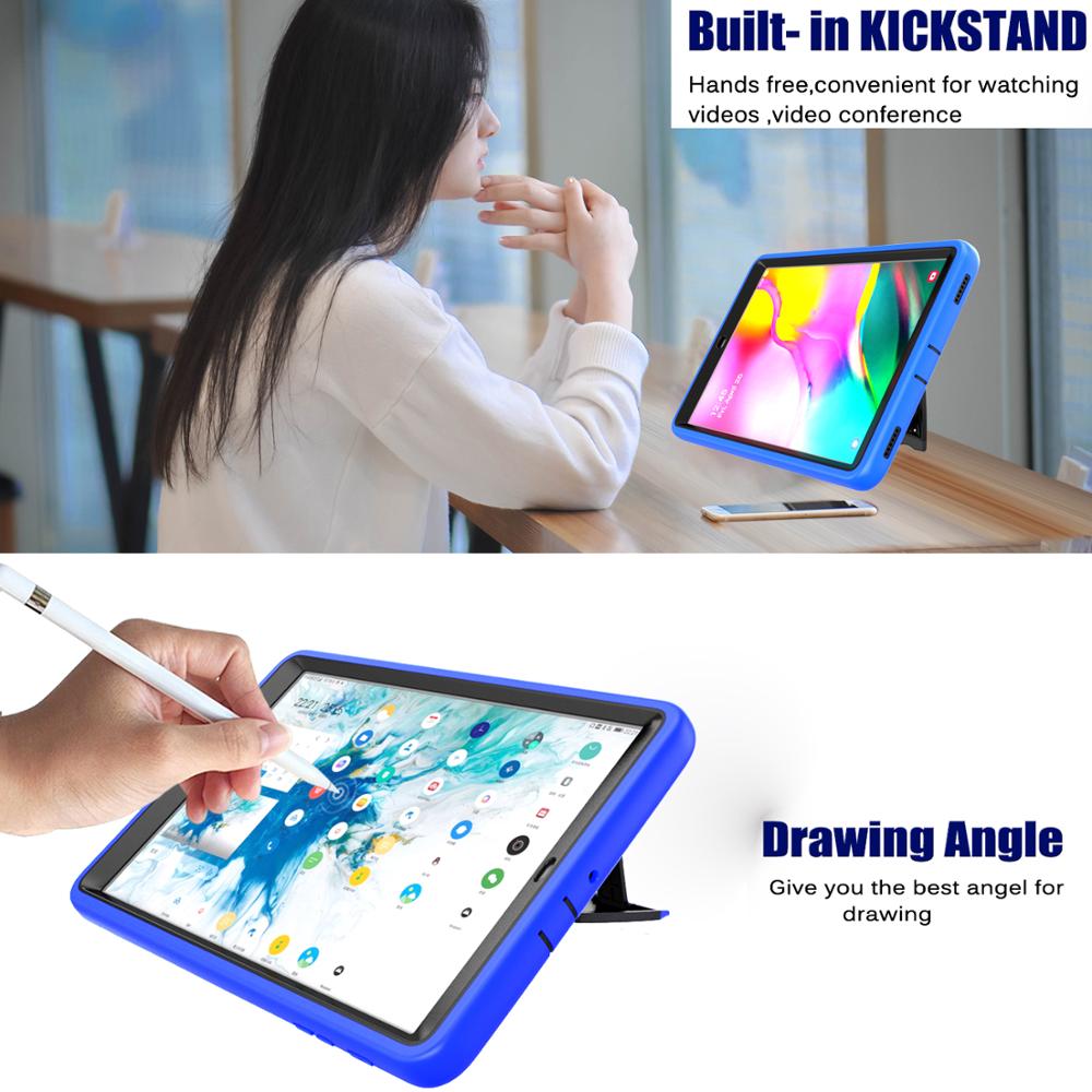 Case Samsung Galaxy Tab A 10.1 (2019) SM-T510 SM-T515 #เคสฝาหลังกันกระแทกพลาสติกแข็ง + ซิลิโคนพร้อมขาตั้ง