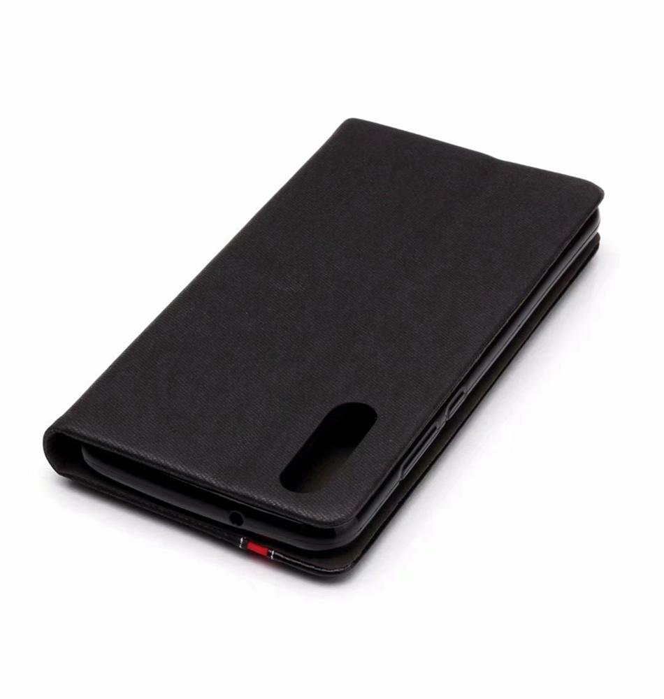 Case Huawei P20 #เคสฝาพับมีแถบสีด้านข้างพับตั้งได้ Contrast Color Card Holder Leather