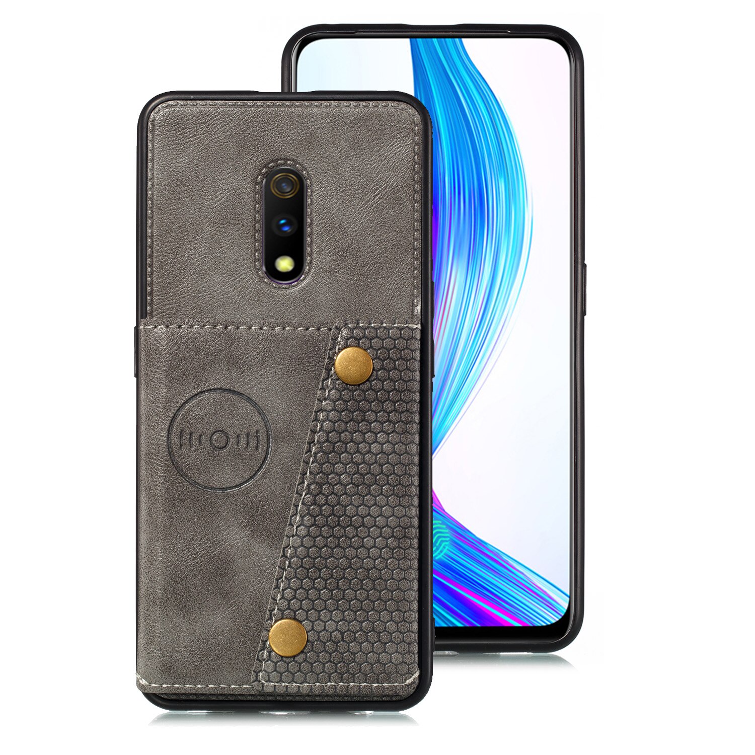Case OPPO F11 #เคสฝาหลัง TPU เคลือบหนัง PU มีที่เก็บบัตร PU Leather Coated TPU Card Holder Magnetic Kickstand