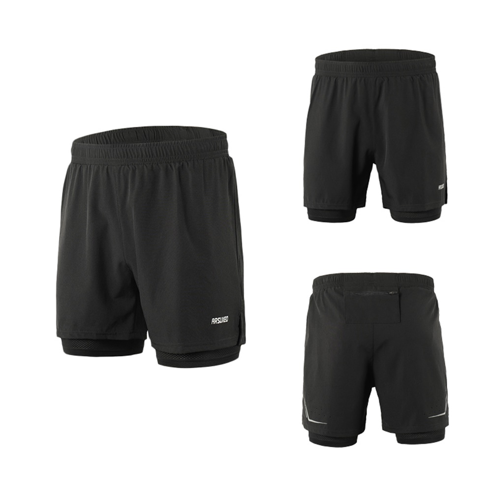 กางเกงวิ่งมาราธอน 2-in-1 มีซิปกระเป๋าหลัง มีช่องเก็บผ้าเช็ดเหงื่อได้ ARSUXEO รุ่น B192(F6)