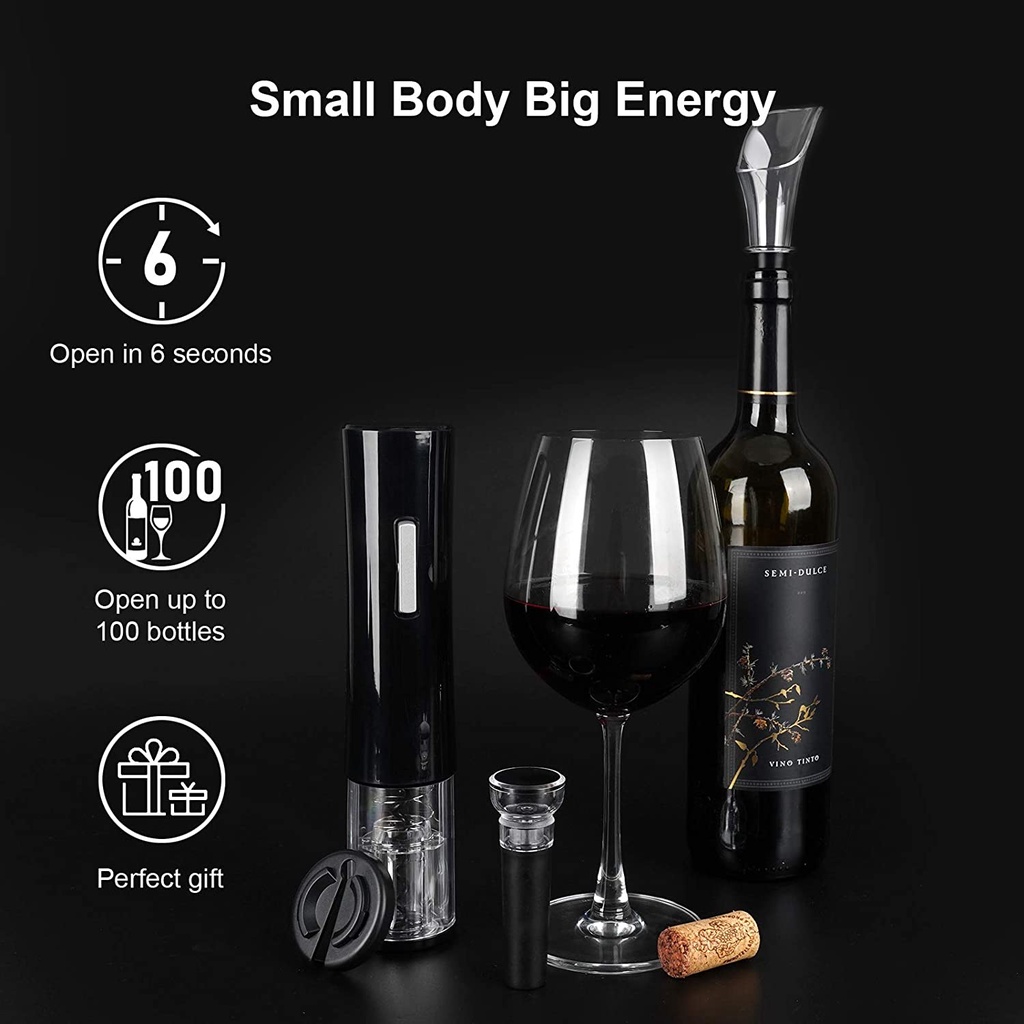 SENZER® Electric Wine Opener Set ที่เปิดขวดไวน์อัตโนมัติ พร้อมอุปกรณ์สำหรับไวน์ Cutter, Stoppers, Aerator, Pourer