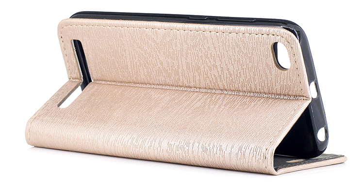 เคส Xiaomi Redmi 5A #เคสฝาพับหนัง PU พื้นผิวไม้ปิดแม่เหล็ก