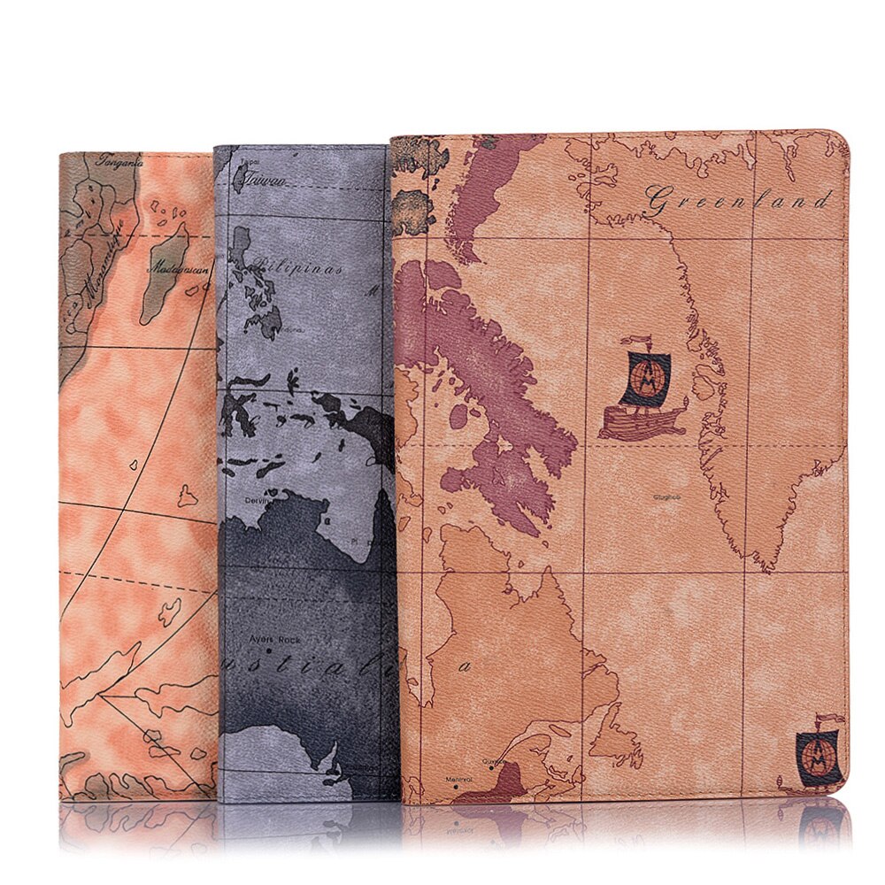 Case Samsung Galaxy Tab S6 Lite 10.4 SM-P610 P615 P617 #เคสฝาพับหนัง PU พิมพ์รูปแบบแผนที่ Map Pattern Stand Wallet Leather