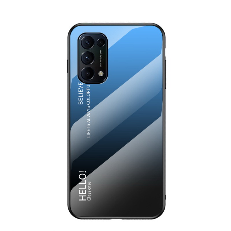เคส OPPO Reno 5 Pro 5G #เคสฝาหลัง Gradient Color Glass + PC + TPU Hybrid Case