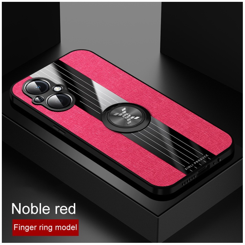 เคส OPPO Reno 7z 5G #เคสฝาหลังเคลือบผ้าเนื้อมีแหวนสวมนิ้ว TPU ไฮบริด+อะคริลิ + แหวนโลหะ