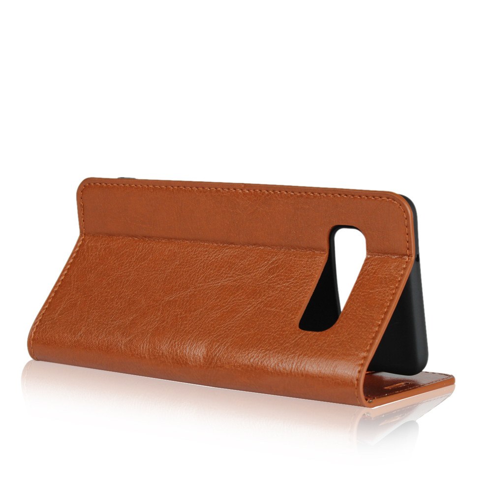 Case Samsung Galaxy S10 Plus #เคสฝาพับแบบกระเป๋าสตางค์หนังแท้ Crazy Horse Genuine Leather Wallet Shell