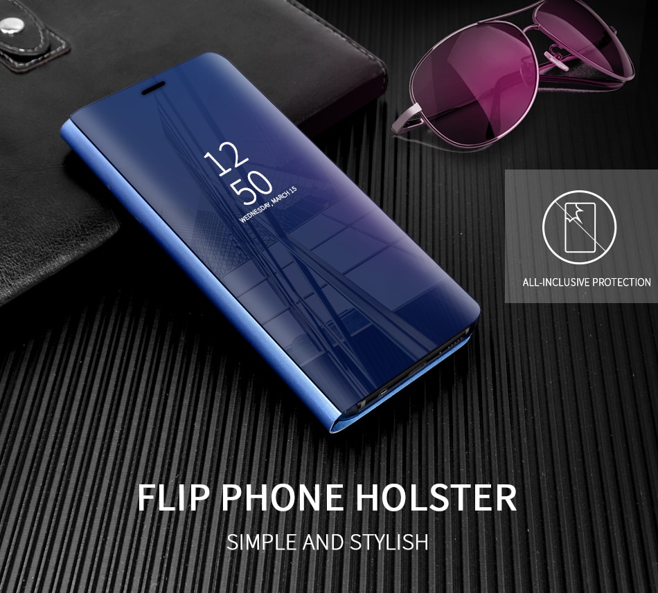 Case OPPO A9 (2020) / A5 (2020) #เคสฝาพับปกโปร่งแสงผิวเงา Electroplating Mirror Surface Window View ( สินค้าพร้อมส่ง)