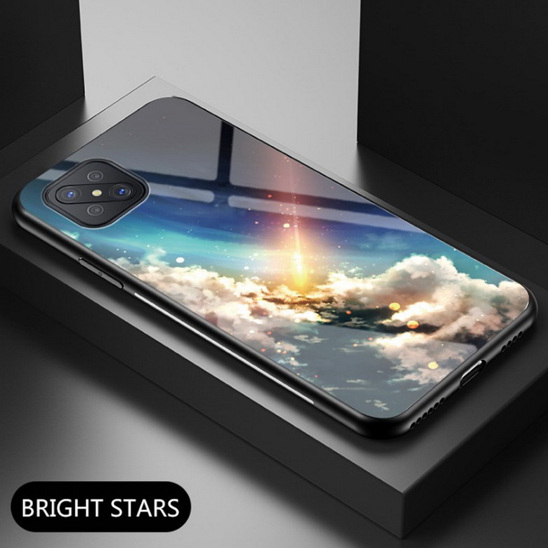เคส OPPO Reno 4 Z 5G #เคสฝาหลัง Gradient Color Glass + PC + TPU Hybrid Case