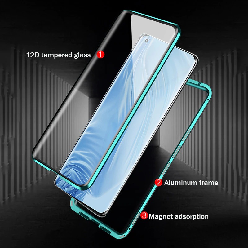 Case Xiaomi Mi 11 #เคสกระจกขอบโลหะประกบแม่เหล็กหน้าหลังมีป้องกันเลนส์กล้อง Fully Protection Magnetic Adsorption Glass Metal Phone Protective Built-in Camera Protection